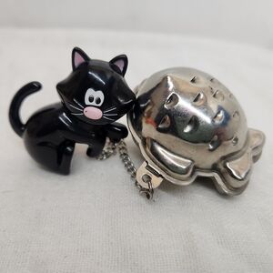 JOIE Meow Black Cat Tea Cup Infuser Stainless Steel Strainer